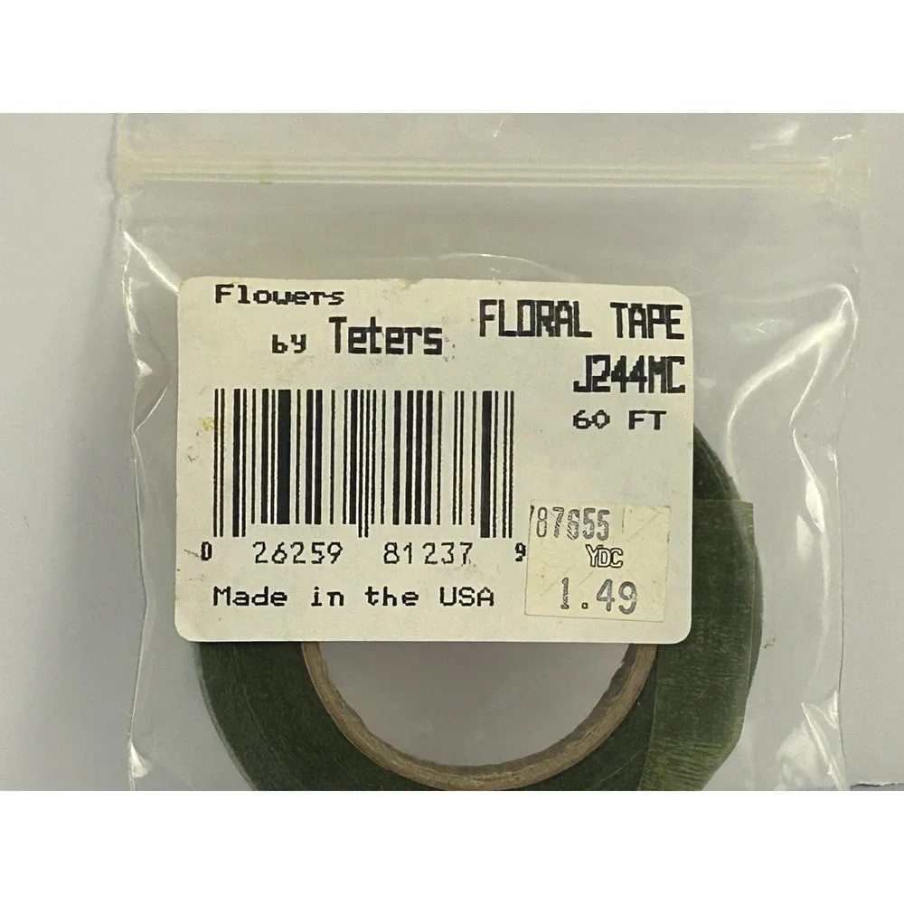 Vintage Teters Floral Tape Green 60 FT USA Craft Florist Supply NOS